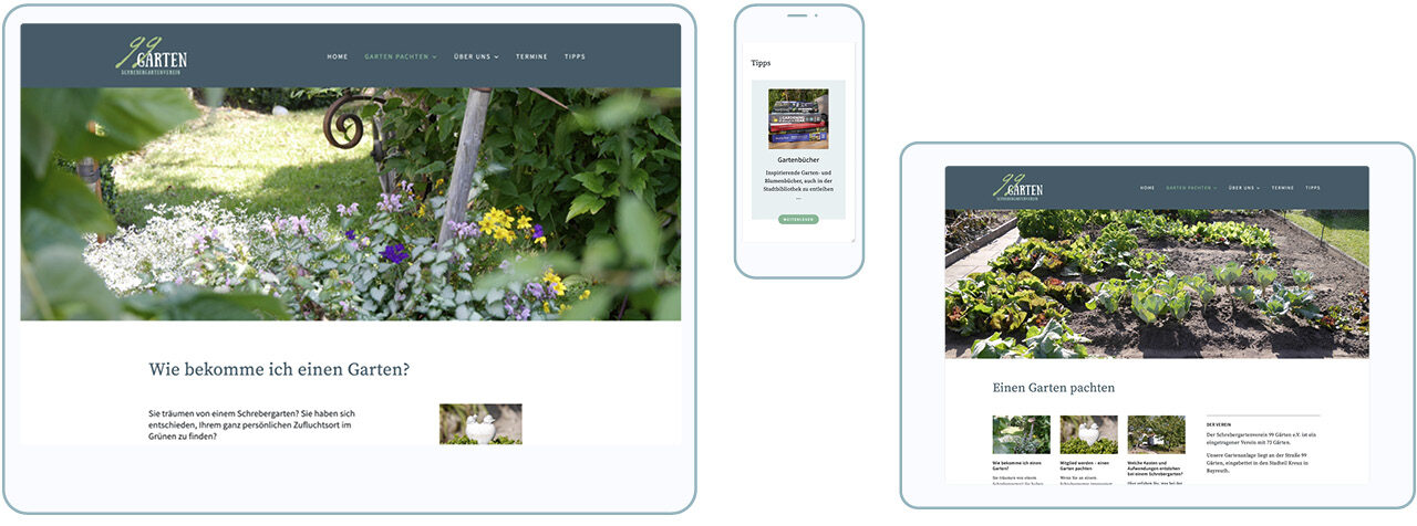 Entwicklung einer Internetseite Schrebergartenverein 99 Gärten