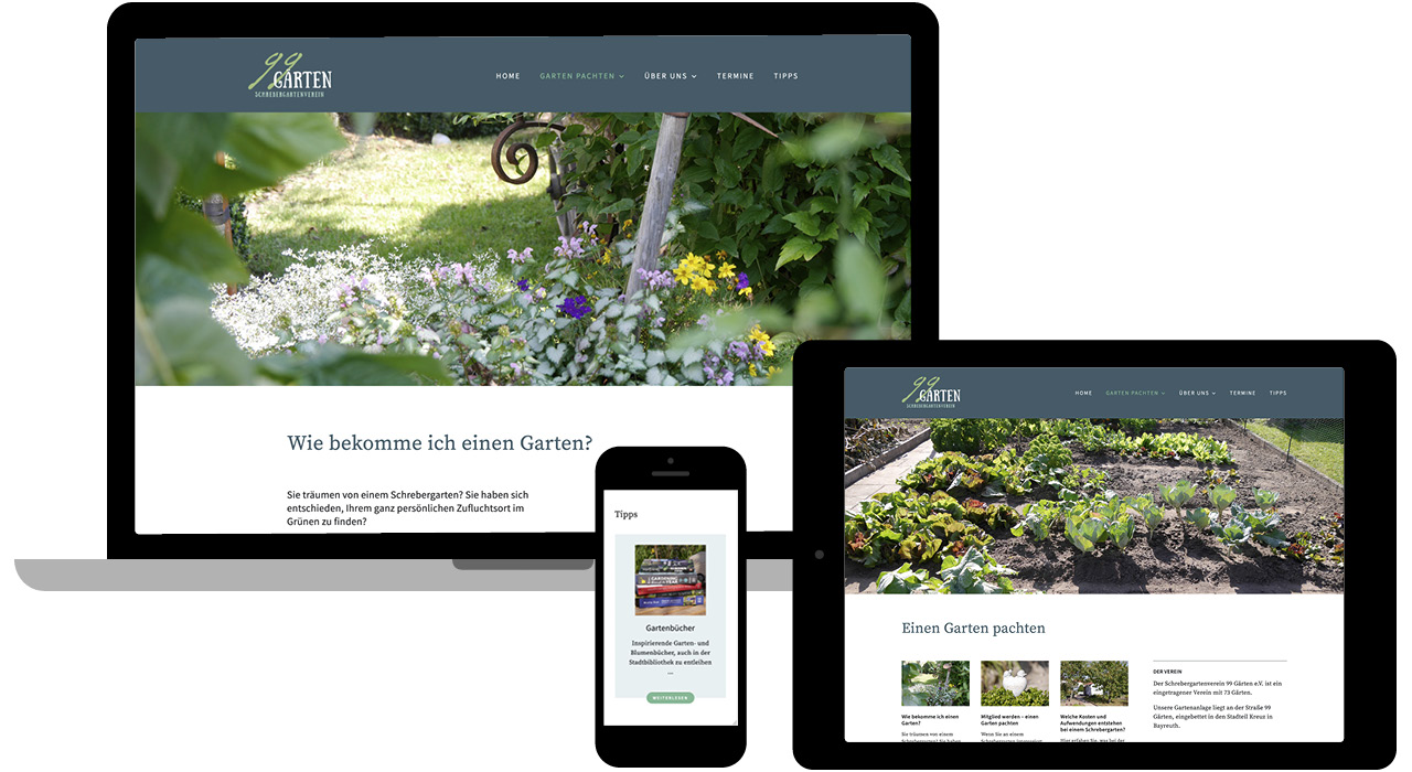 Entwicklung einer Internetseite Schrebergartenverein 99 Gärten
